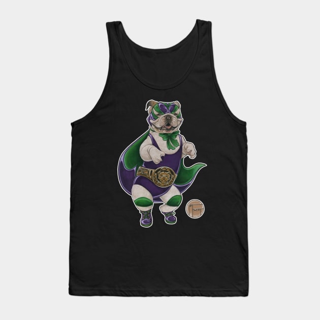 Bulldog Luchador - White Outlined Version Tank Top by Nat Ewert Art